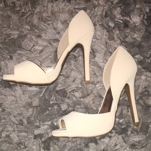 Qupid Cream Heels. 4 inch heels